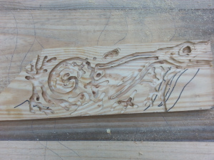 Test panel for carving with the plunge router.