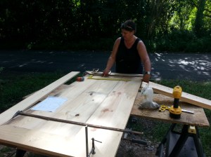Mandy helping me assemble the doors.