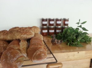 The bread hath risen! Sourdough bread with chutney and a mug of lemonbalm tea, anyone?